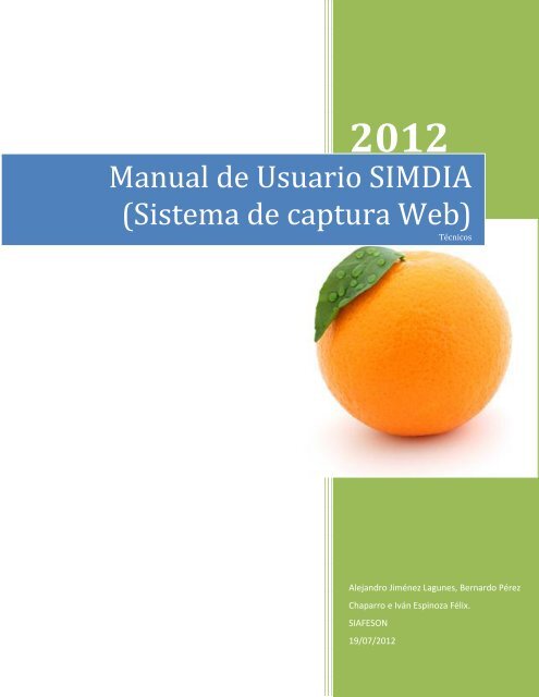 Manual de Usuario SIMDIA (Sistema de captura Web) - Senasica