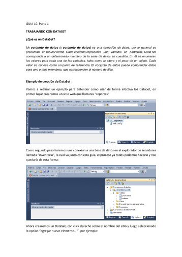 GUIA 10. Parte 1 TRABAJANDO CON DATASET ¿Qué es un ...