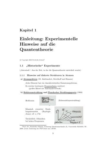 Vorlesung Quantenmechanik (I) - Universität Bielefeld