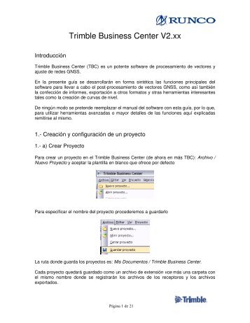 Trimble Business Center V2.xx - Runco