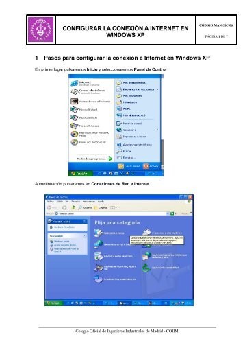 Pasos para configurar la conexión a Internet en Windows XP