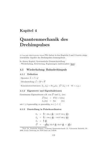 Vorlesung Quantenmechanik (I) - Universität Bielefeld