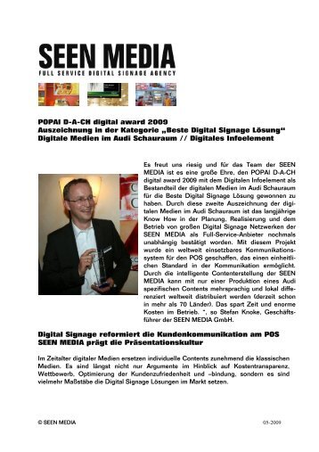 POPAI D-A-CH digital award 2009 Auszeichnung in der Kategorie ...