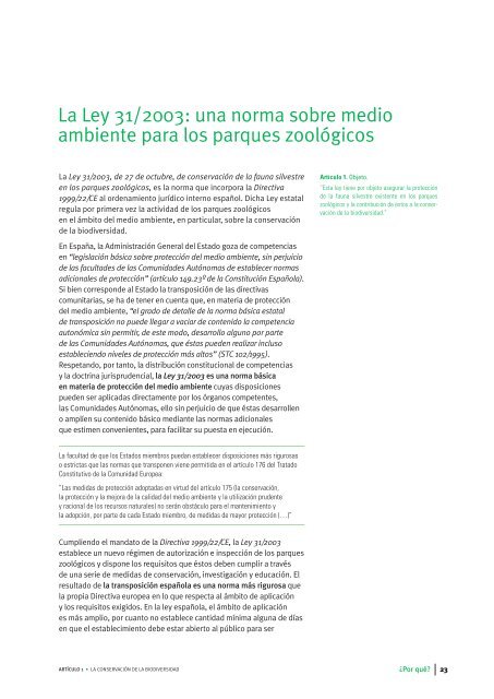 Ley 31/2003 - Zoo de Barcelona