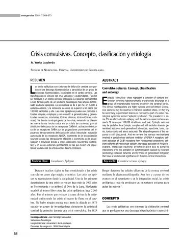 Crisis convulsivas. Concepto, clasificación y etiología - Semes