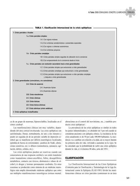 Crisis convulsivas. Concepto, clasificación y etiología - Semes