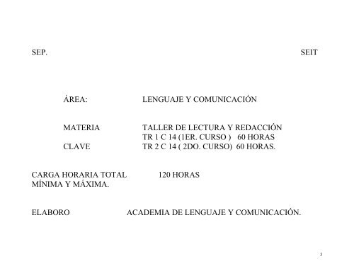 Taller Lectura y Redaccion - CBTis 133