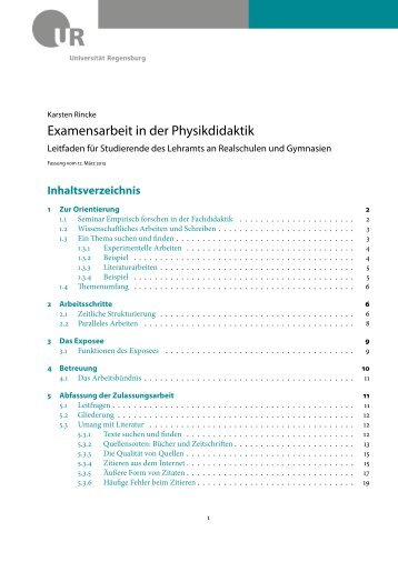 Examensarbeit in der Physikdidaktik - Physik - Universität Regensburg