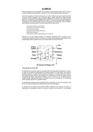 EL TIMER 555 · Control de sistemas secuenciales, · Generación de ...