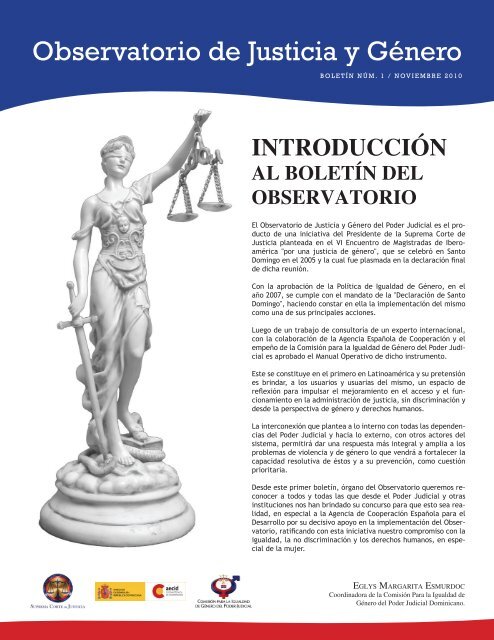 Primer boletín correspondiente al Observatorio de Justicia y Género