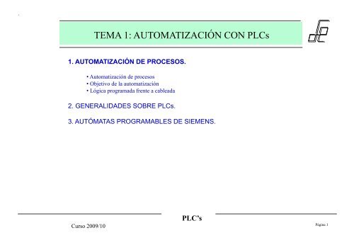 TEMA 1: AUTOMATIZACIÓN CON PLCs