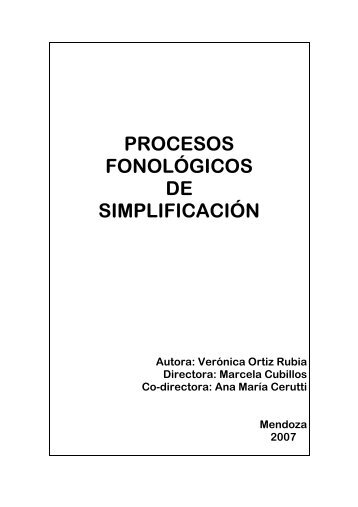procesos fonologicos de simplificacion del habla - BIBLIOTECA ...