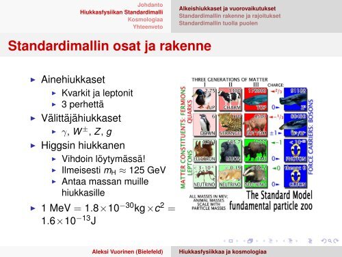 Hiukkasfysiikkaa ja kosmologiaa teoreetikon näkökulmasta