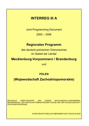 Regionalprogramm INTERREG III A - [852 kbyte] - Pomerania