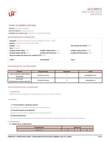 770012 Fonética y Fonología Alemana I - Facultad de Filología