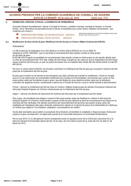 Acords Cacg Universitat De Barcelona