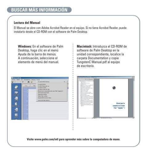 Información importante Computadora de mano Palm Tungsten C