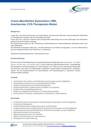 Cranio-Mandibuläre Dysfunktion (CMD) - Physio-Akademie