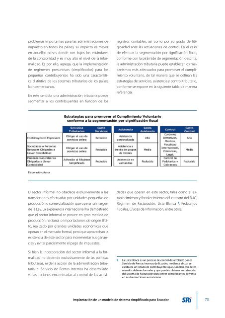 Implantación de un modelo de sistema simplificado para Ecuador