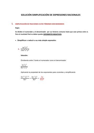 SOLUCION SIMPLIFICACIÓN DE EXPRESIONES RACIONALES1x