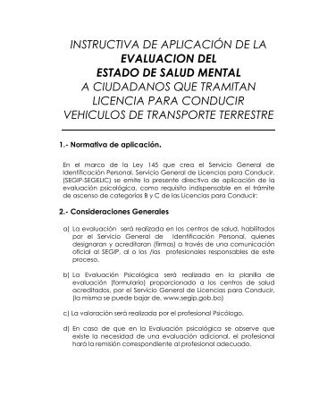 INSTRUCTIVA DE APLICACIÓN DE LA EVALUACION DEL ... - Segip