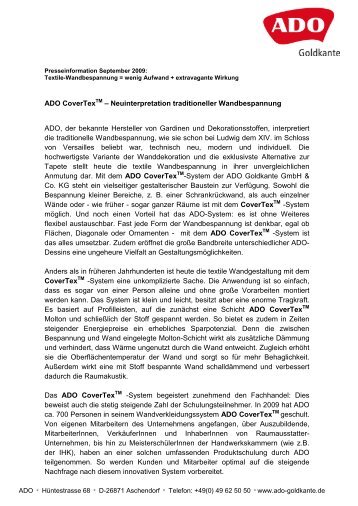 ADO CoverTex – Neuinterpretation traditioneller Wandbespannung ...