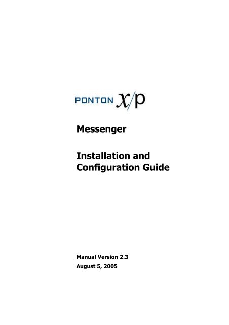 Ponton X/P 2.3 ? Installation and Configuration Guide