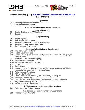 Rechtsordnung (RO) - Pfälzer Handball-Verband