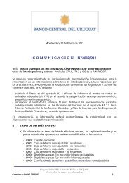 C O M U N I C A C I O N    N°2012/013 - Banco Central del Uruguay