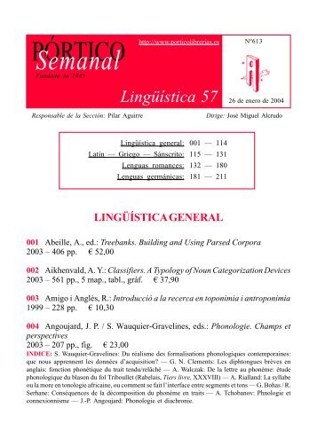 Portico Semanal 613 - Linguistica 57 - Pórtico librerías