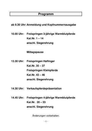 Download: Katalog Freispringchampionat 09.pdf - Pferdezucht-Austria