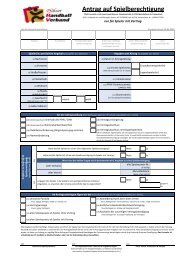 Antrag auf Spielberechtigung - Pfälzer Handball-Verband