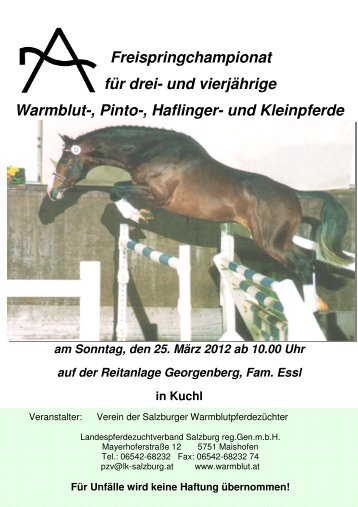Katalog Freispringchampionat 2012 - Pferdezucht-Austria