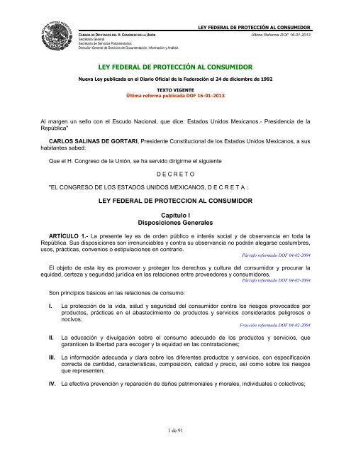 Ley Federal de Protección al Consumidor - Profeco