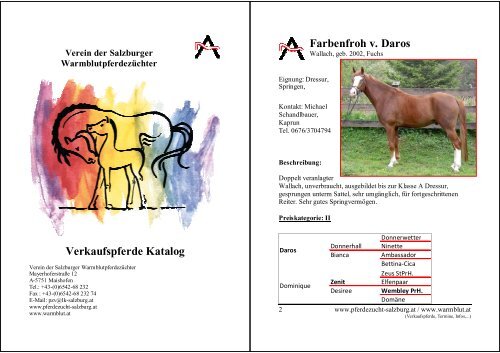 Download: Verkaufspferdefolder_2010.pdf - Pferdezucht-Austria