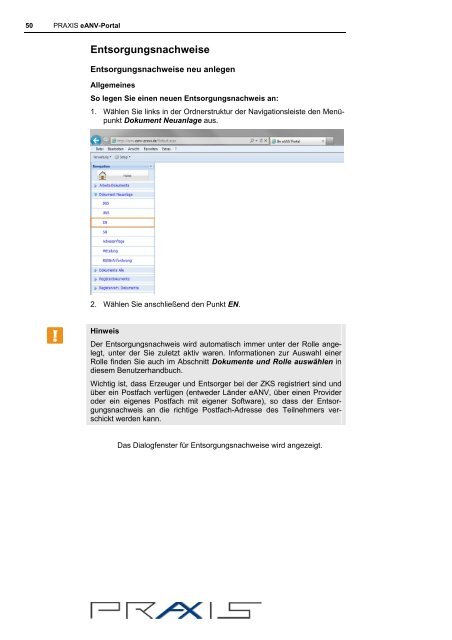 Benutzerhandbuch eANV-Portal (2MB) - Praxis EDV