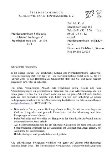 SCHLESWIG-HOLSTEIN/HAMBURG E.V. Pferdestammbuch ...