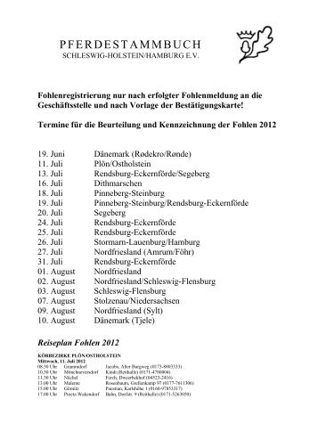 Reiseplan Fohlen 2012 - Pferdestammbuch Schleswig-Holstein ...