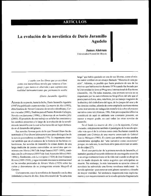 La evolución de la novelística de Darío Jaramillo Agudelo. James ...