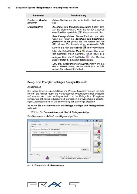 Belegzuschläge und Preisgleitklausel - Praxis EDV