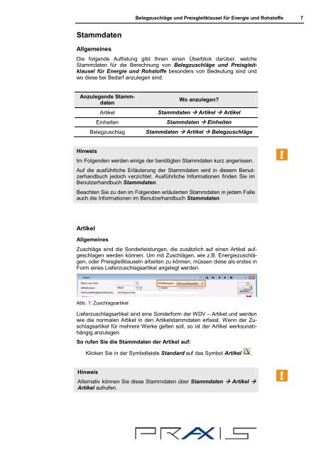 Belegzuschläge und Preisgleitklausel - Praxis EDV