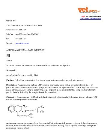 USA Product Label ACEPROMAZINE MALEATE ... - VetDepot