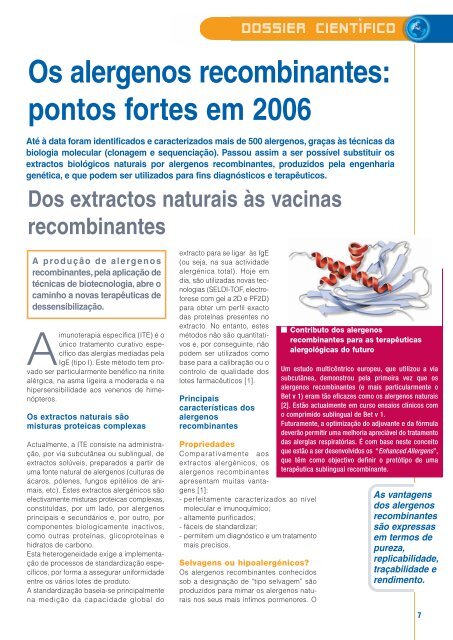 Alergenos recombinantes: pontos fortes em 2006 - Portugal