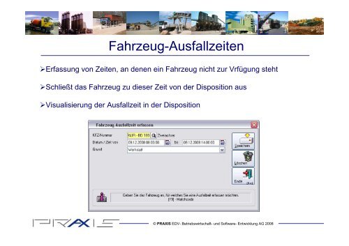 WDV 2007/2010 Disposition für Güterkraftverkehr ... - Praxis EDV