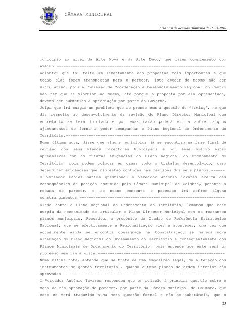 ACTA N.º 6/2010 REUNIÃO ORDINÁRIA DE 16-03-2010
