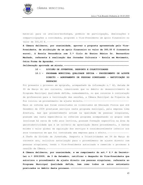 ACTA N.º 6/2010 REUNIÃO ORDINÁRIA DE 16-03-2010