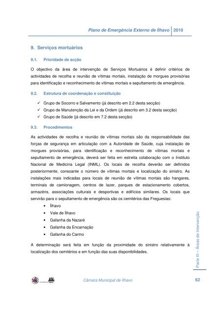 Plano de Emergência Externo de Ílhavo - Câmara Municipal de Ílhavo