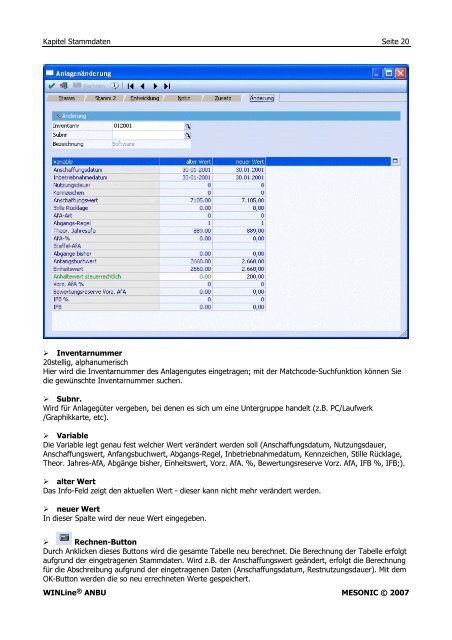 Handbuch WinLine - Anlagenbuchhaltung (2MB) - Praxis EDV