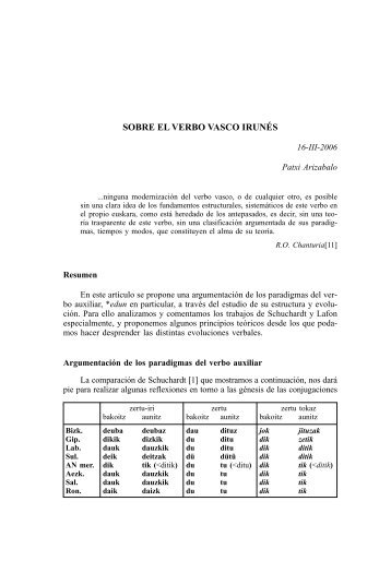 SOBRE EL VERBO VASCO IRUNÉS - Euskaltzaindia