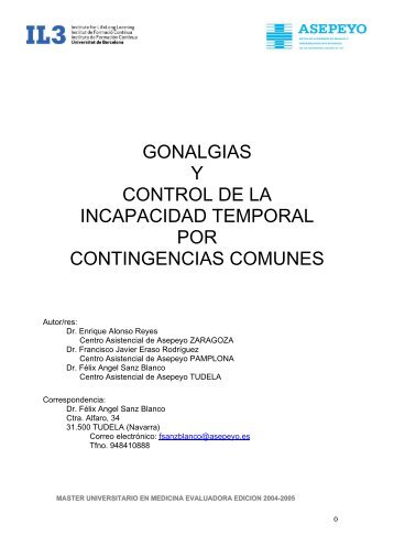 gonalgias control de la incapacidad temporal por contingencias